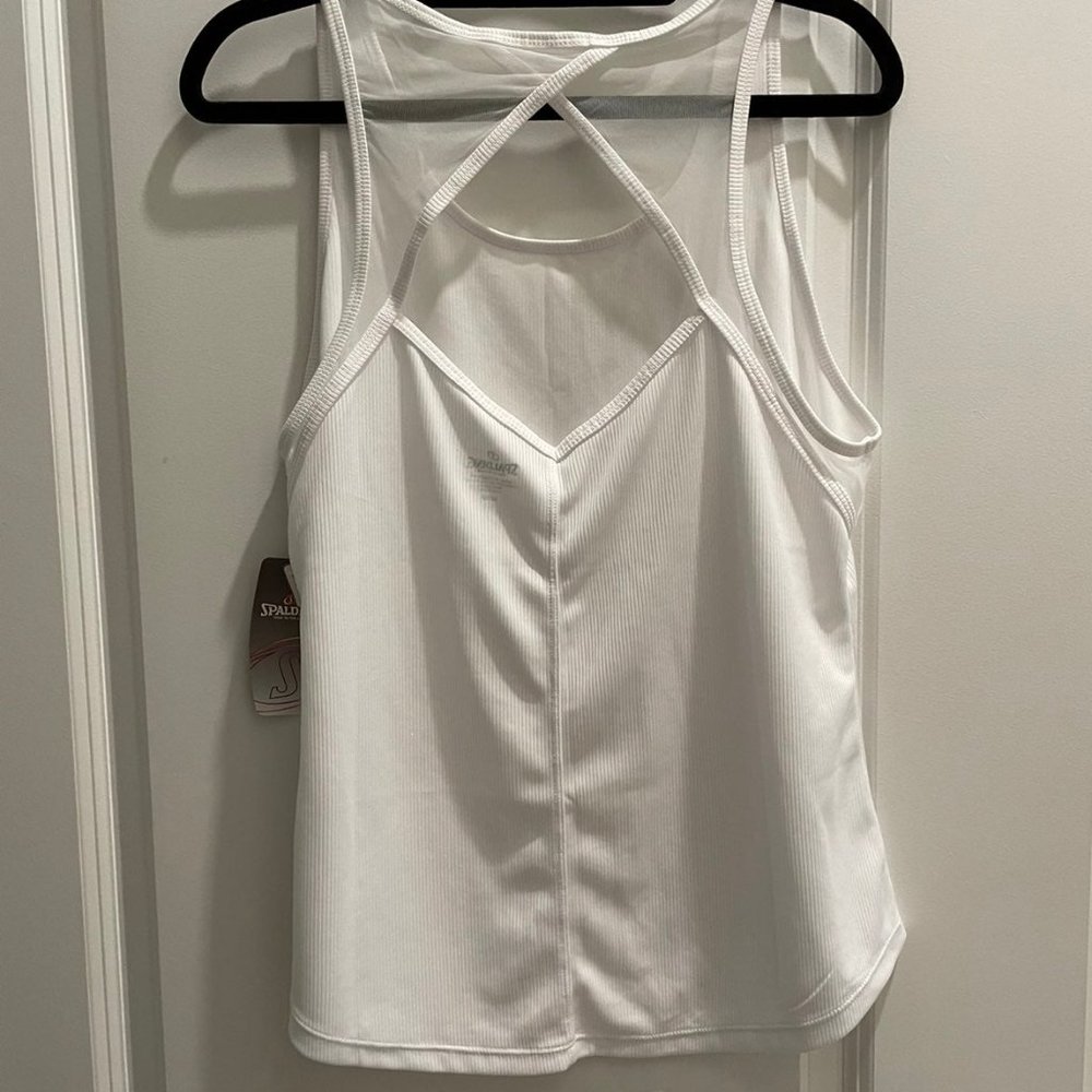NWT Spalding Rib Tank Top Wht M - Picture 5 of 6